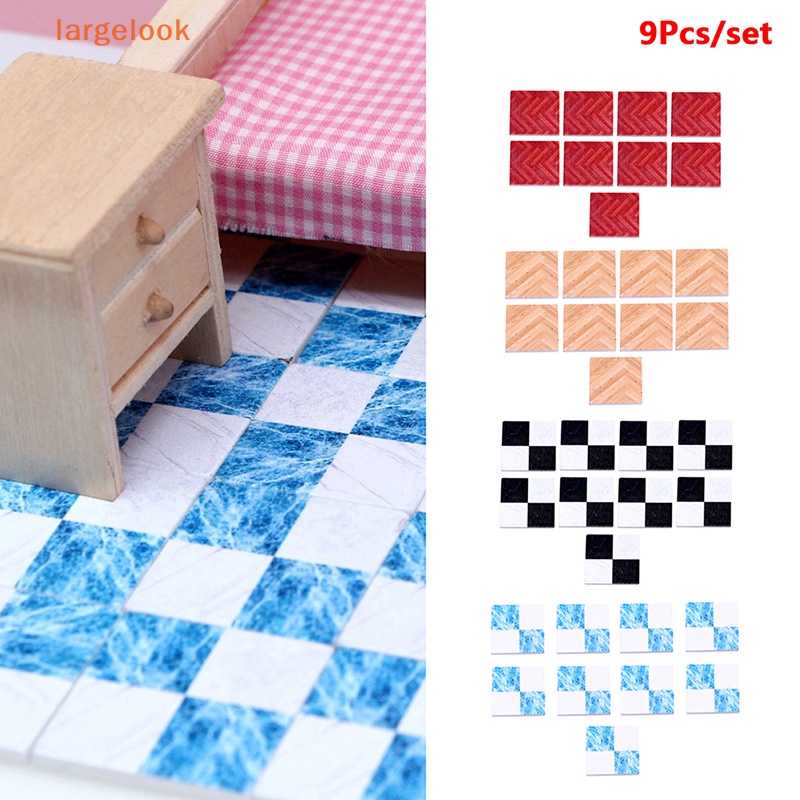 Set 9 Tấm Lót Sàn Họa Tiết Kẻ Sọc Cho Nhà Búp Bê