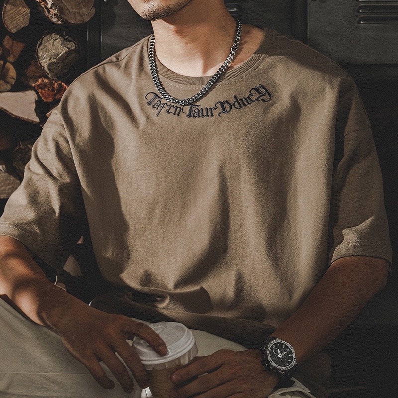 Áo Thun Cotton Màu Trơn Tay Ngắn Phong Cách Retro Mỹ Thời Trang Mùa Hè Mới 2023 Cho Nam