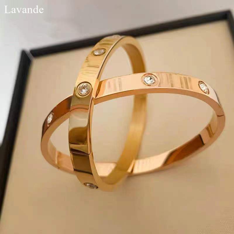 Vòng Tay Hoa Hồng Bằng Thép Titan Đính Kim Cương Sáng Bóng Cao Cấp Thời Trang Đơn Giản s01z5040801