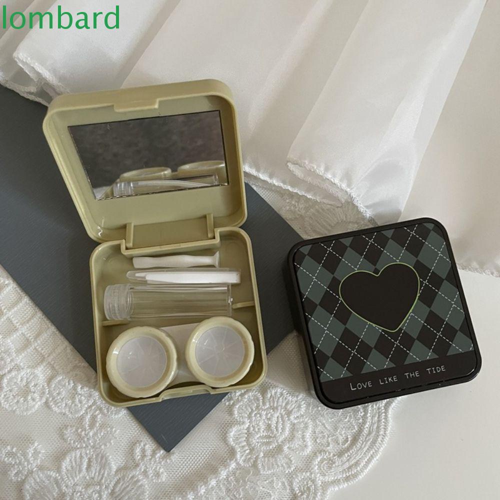 Hộp Đựng Kính Áp Tròng Hai Ngăn Kèm Gương Hình Hoa Phong Cách Retro Dành Cho Nữ Giá Đỡ