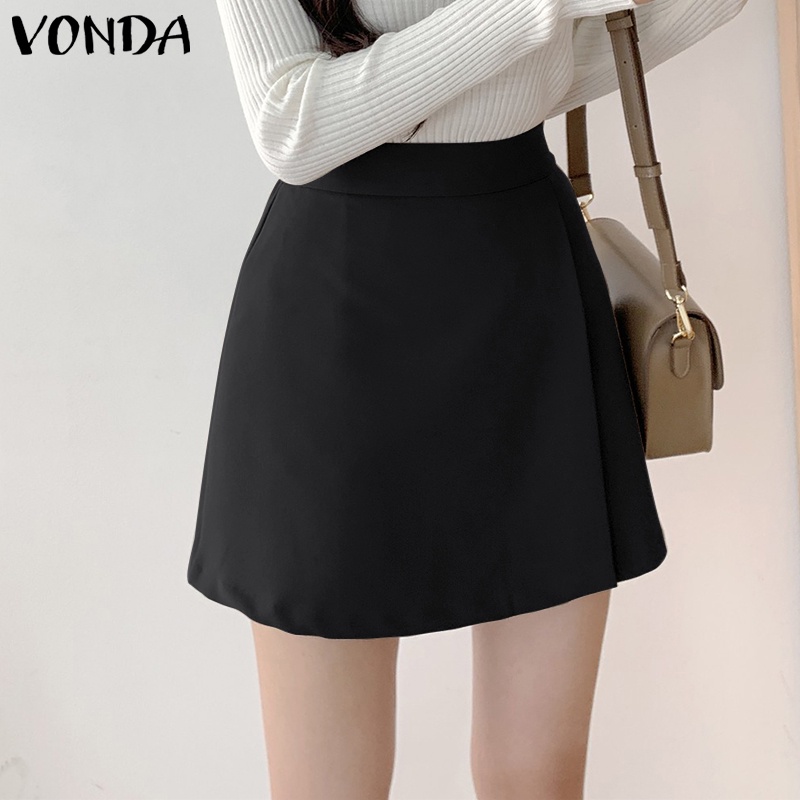 Chân Váy Chữ A Lưng Cao Màu Trơn Phong Cách Hàn Quốc Cho Nữ