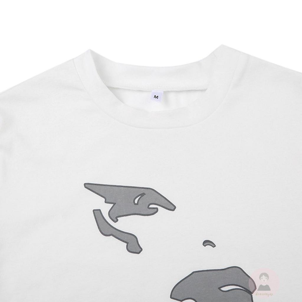 Áo Thun Tay Ngắn Cổ Tròn In Hình Phản Quang Thời Trang Mùa Hè Cho Nữ