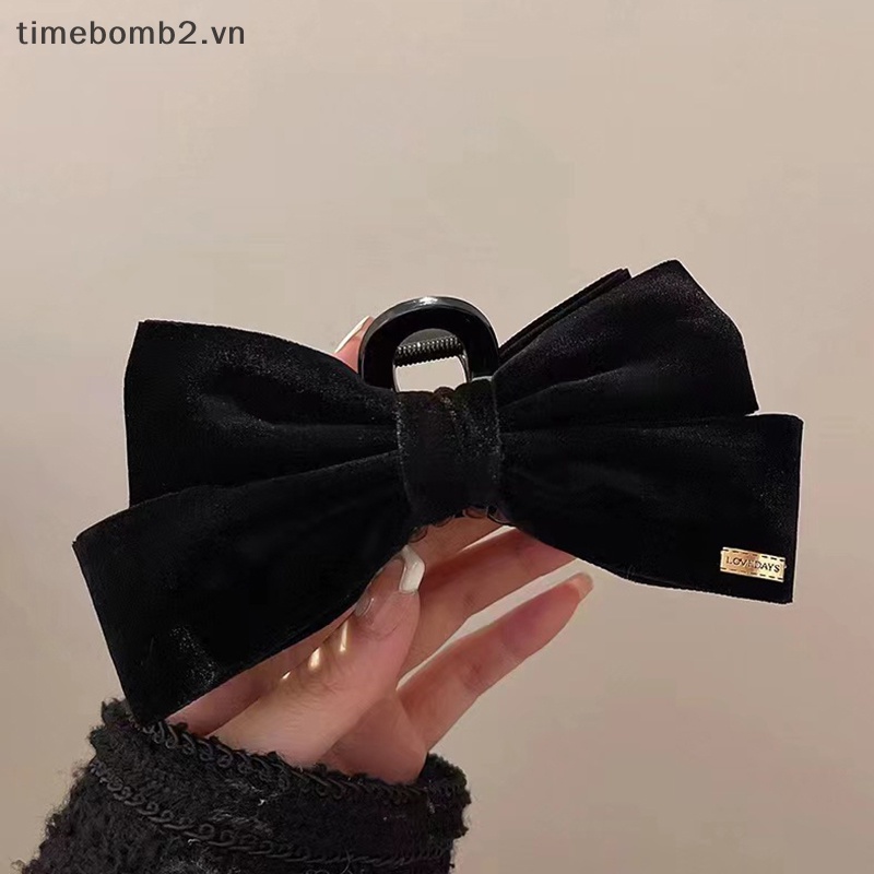 {Timebomb} Kẹp Tóc Đuôi Ngựa Hình Nơ Chéo Hai Mặt Màu Trơn Thanh Lịch Cỡ Lớn Dành Cho Bạn Nữ.