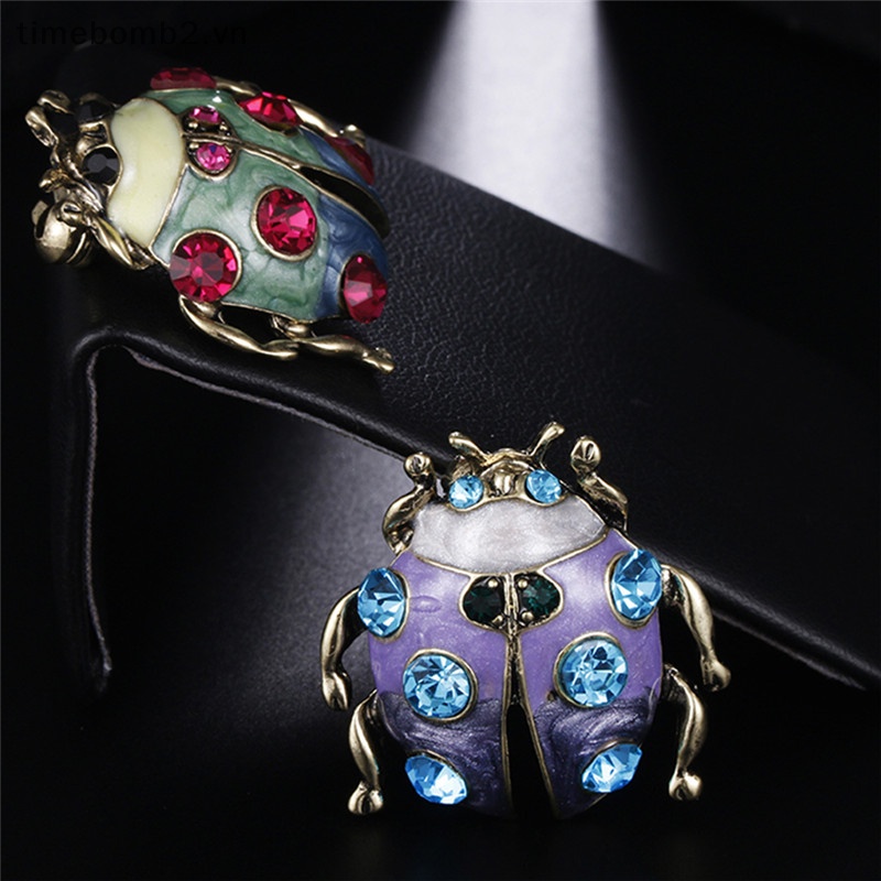 {Timebomb} Ghim Cài Áo Hình Bọ Rùa Đính Đá Pha Lê Trang Trí Quần Áo Đám Cưới.