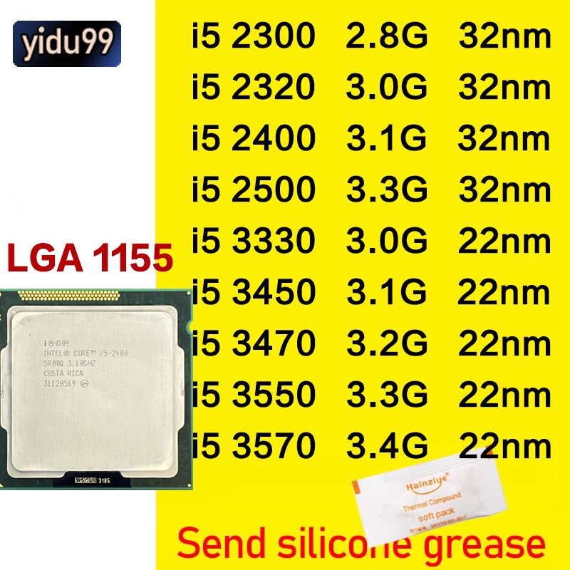 Bo Mạch Chủ Intel core i5-2300 2320 2400 2500 3330 3450 i5 3470 3550 quad core 3570-pin CPU Hỗ Trợ H61 B75 H67 Z77