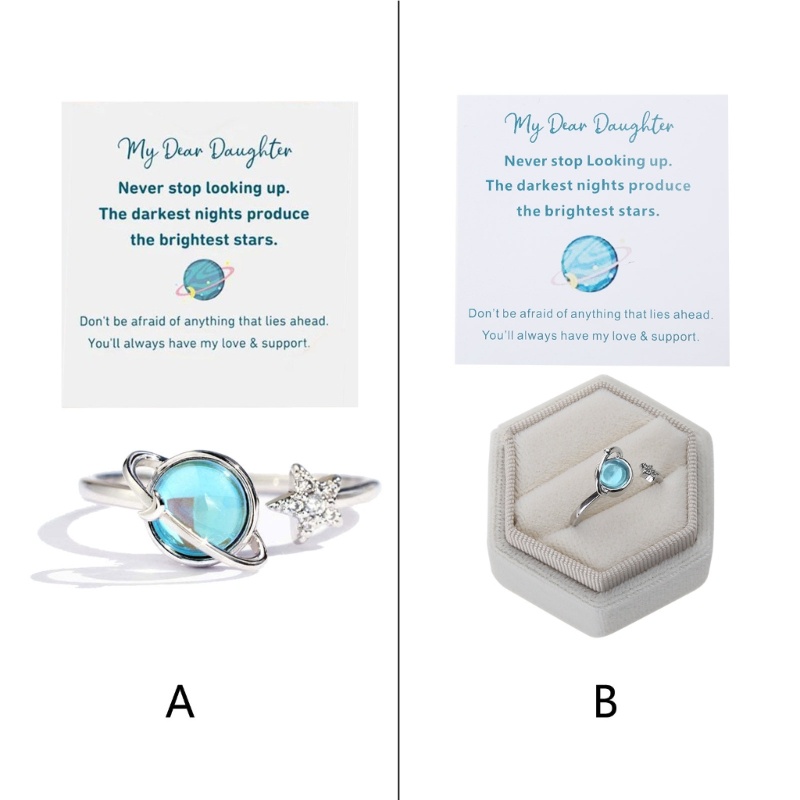 Nhẫn Thiết Kế Mở Hình Ngôi Sao Và Mặt Trăng Phong Cách Hàn Quốc