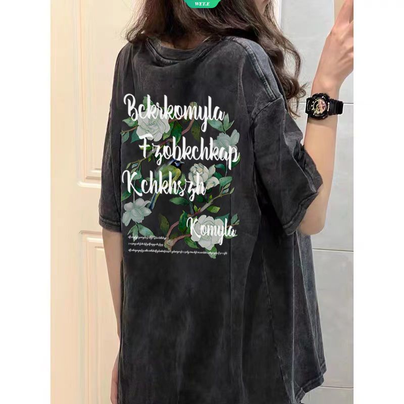 Áo Thun Tay Ngắn Dáng Rộng In Họa Tiết Đơn Giản Phong Cách Harajuku Mỹ Thời Trang Mùa Hè 2023 Cho Nữ