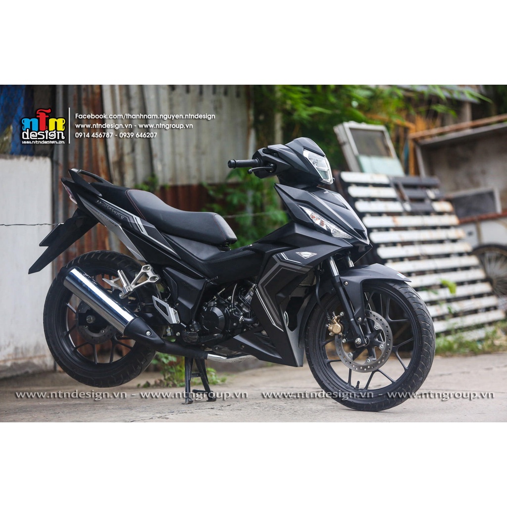 Tem rời Winner V1 - xe đen nhám - mẫu chỉ trắng xám đơn giản