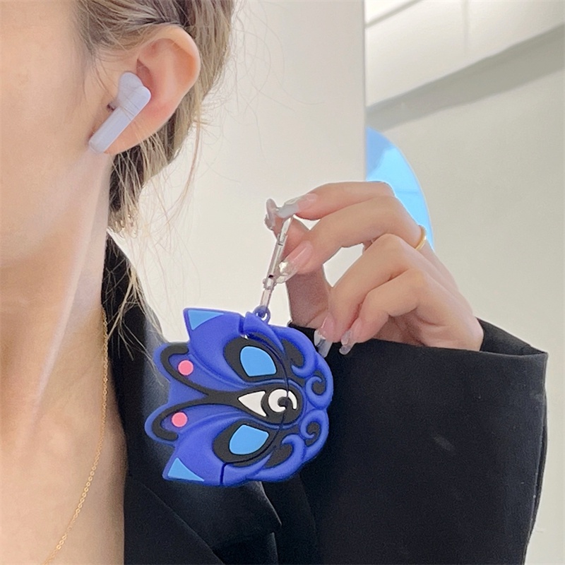 Vỏ Bảo Vệ Hộp Sạc Tai Nghe bluetooth Không Dây OPPO Enco air3 Bằng Silicon Mềm Họa Tiết Hoạt Hình Quỷ Đen 3D Dễ Thương