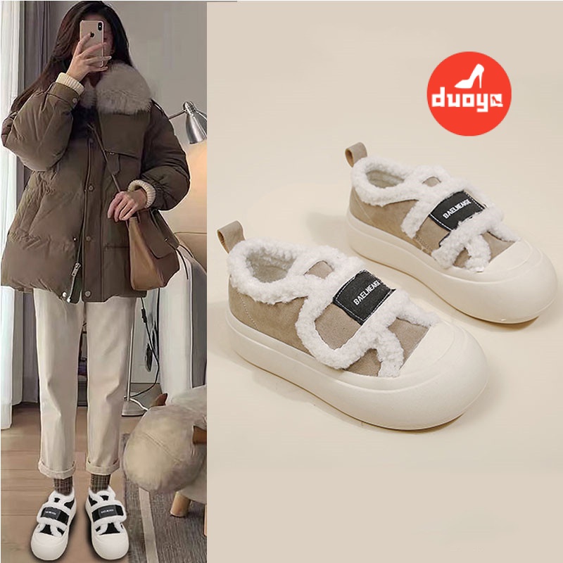 Giày Thể Thao Cotton Lót Nhung Dày Dặn Phong Cách Thời Trang Thu Đông Mới 2022 Cho Nữ