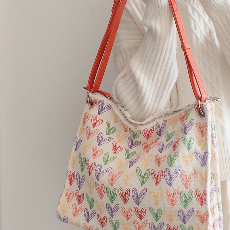 Túi tote Vải canvas Cỡ Lớn Màu Sắc Ngọt Ngào Thời Trang Cho Nữ