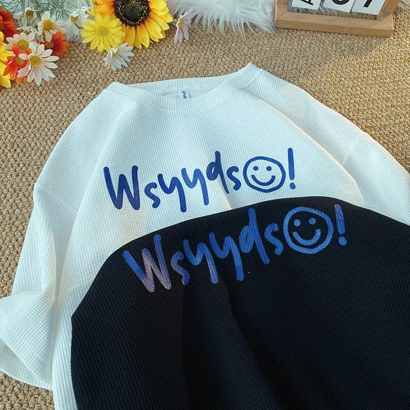 Áo Thun Tay Ngắn Dáng Rộng Chất Liệu Cotton In Chữ Thời Trang Mùa Hè Cho Cặp Đôi