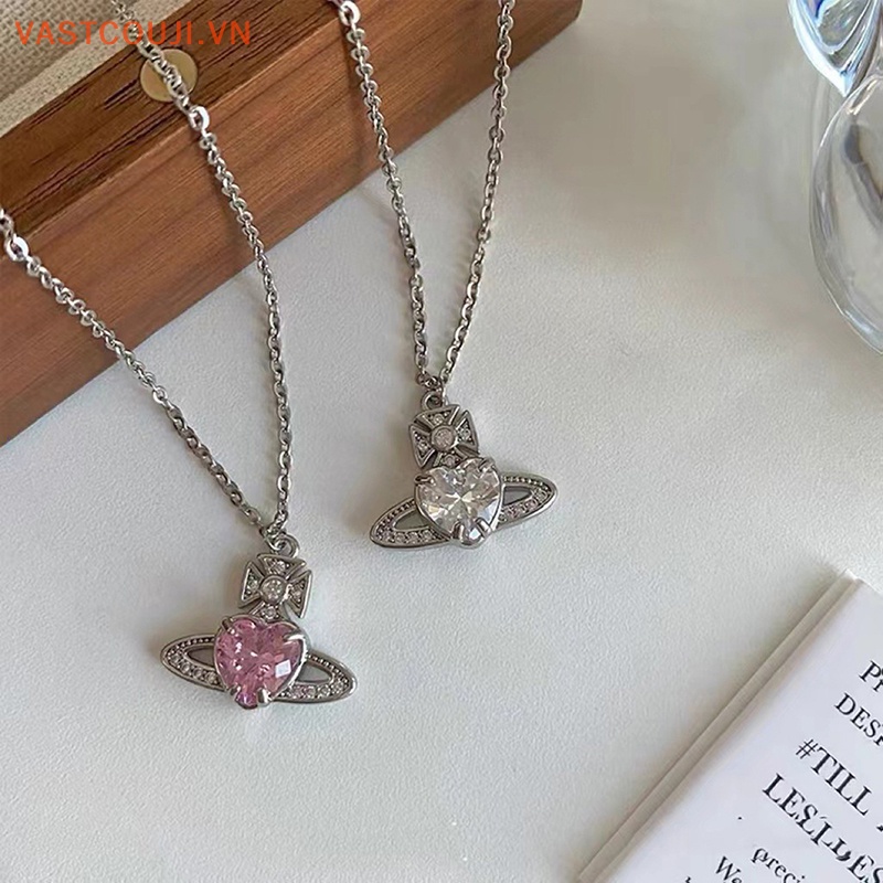 Vòng cổ Hợp Kim Đính Đá Zircon Hình Trái Tim Phong Cách Tối Giản Cho Nữ