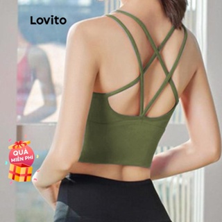 Hình ảnh Áo Ngực Thể Thao Thoáng Khí Lovito L31ED004 (Khaki / Mocha Brown / Olive / Xám / Đen) chính hãng