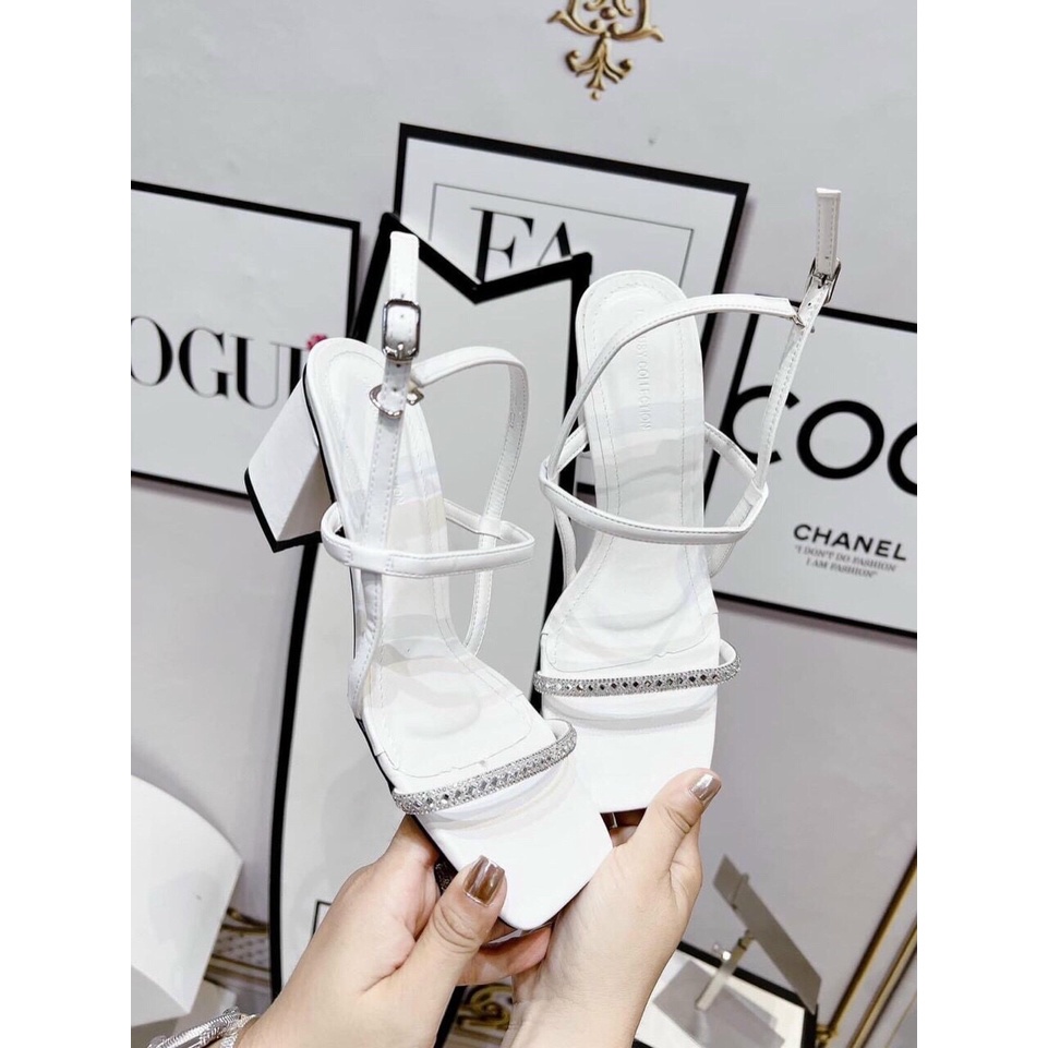 sandanl cao gót kiểu mới đính đá loại siêu đẹp mã mới gót vuông chắc chắn mã TV5