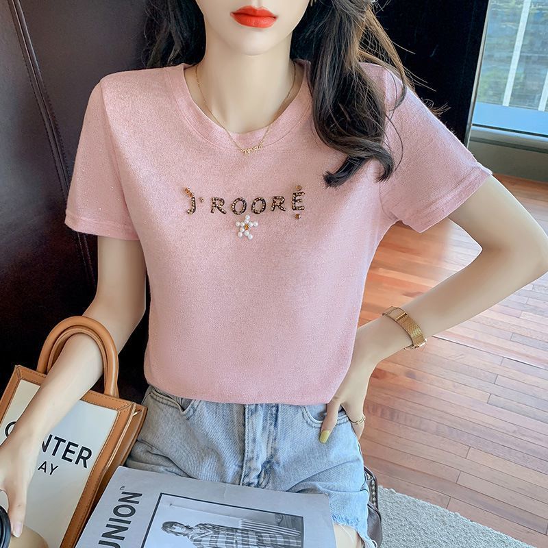 Áo Thun Tay Ngắn Dáng Rộng Bằng Lụa Lạnh Mỏng Thời Trang Mùa Hè 2023 Hàng Mới Dành Cho Bạn Nữ