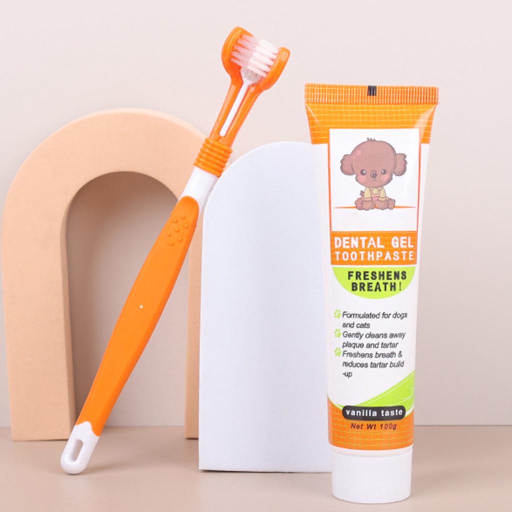 Bộ 2 Bàn Chải Đánh Răng Hương Vanilla Tươi Mới Cho Thú Cưng