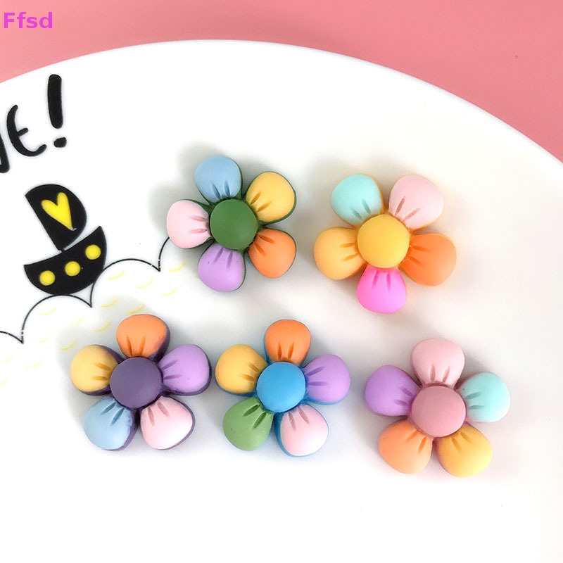 {Ffsd} Set 10 Kẹp Tóc Hình Hoa Năm Cánh Bằng Nhựa Resin Màu Đục Thủ Công DIY Bán Chạy *