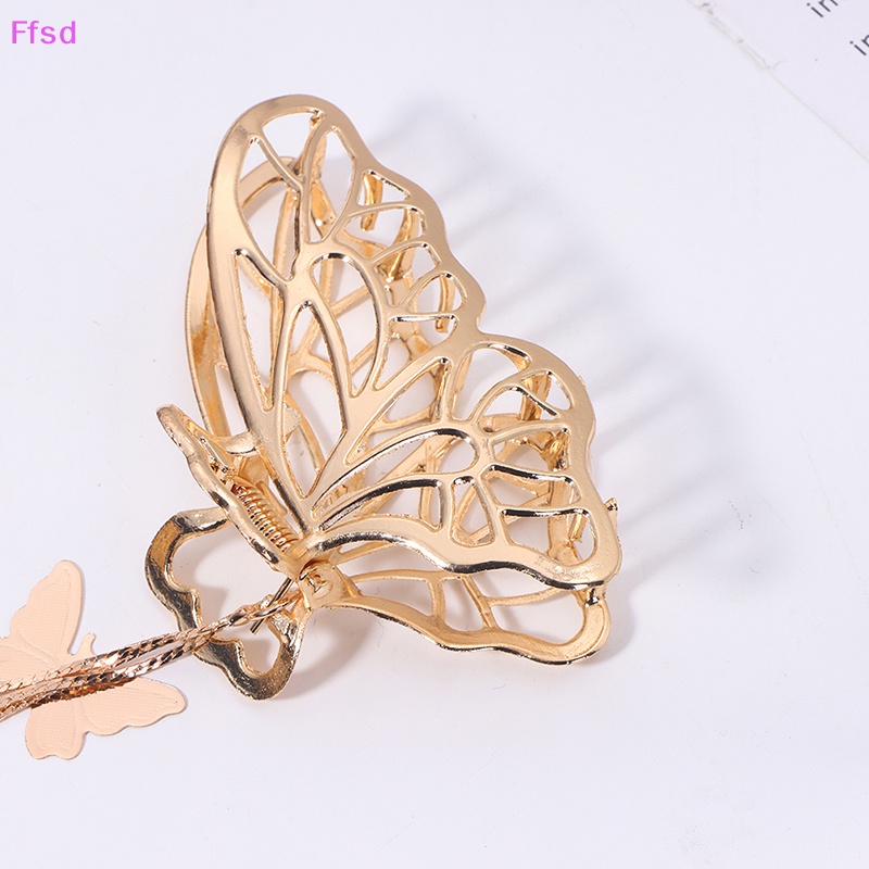 Kẹp Tóc Hình Bướm Lớn Màu Vàng Đính Ngọc Trai Thanh Lịch