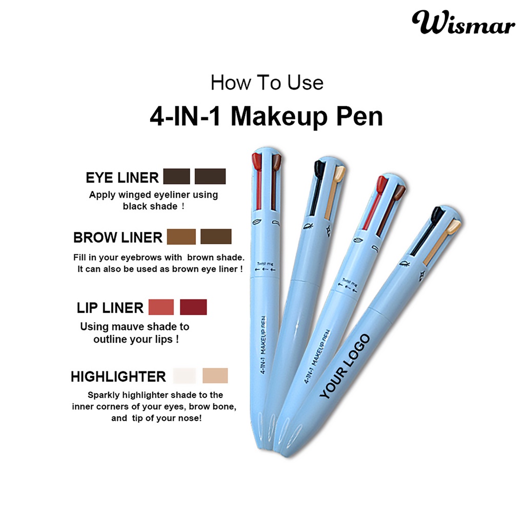 Bút Kẻ Mắt / Môi / Lông Mày 4 Trong 1 Kết Cấu Nhẹ Nhàng Chống Nước Không Gây Kích Ứng mr.2