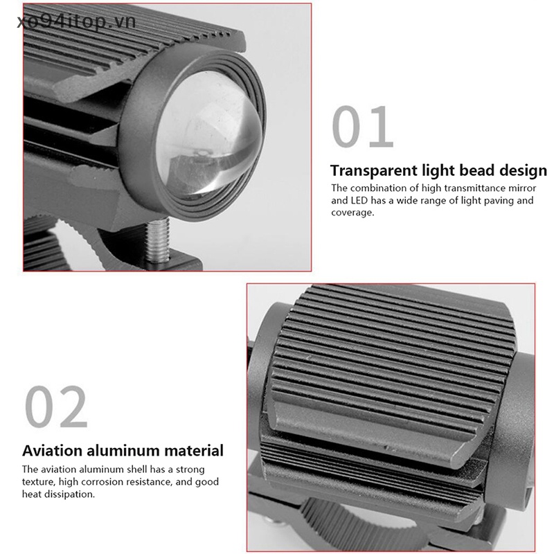 Set 1 / 2 Đèn Pha LED 9-85V Ánh Sáng Trắng / Vàng Dành Cho Xe Mô Tô