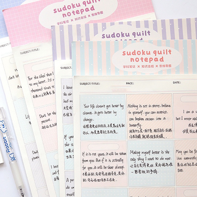 Bộ 30 Tờ Giấy Ghi Chú Hình Vuông Họa Tiết Kẻ Sọc Nhiều Màu Dễ Thương