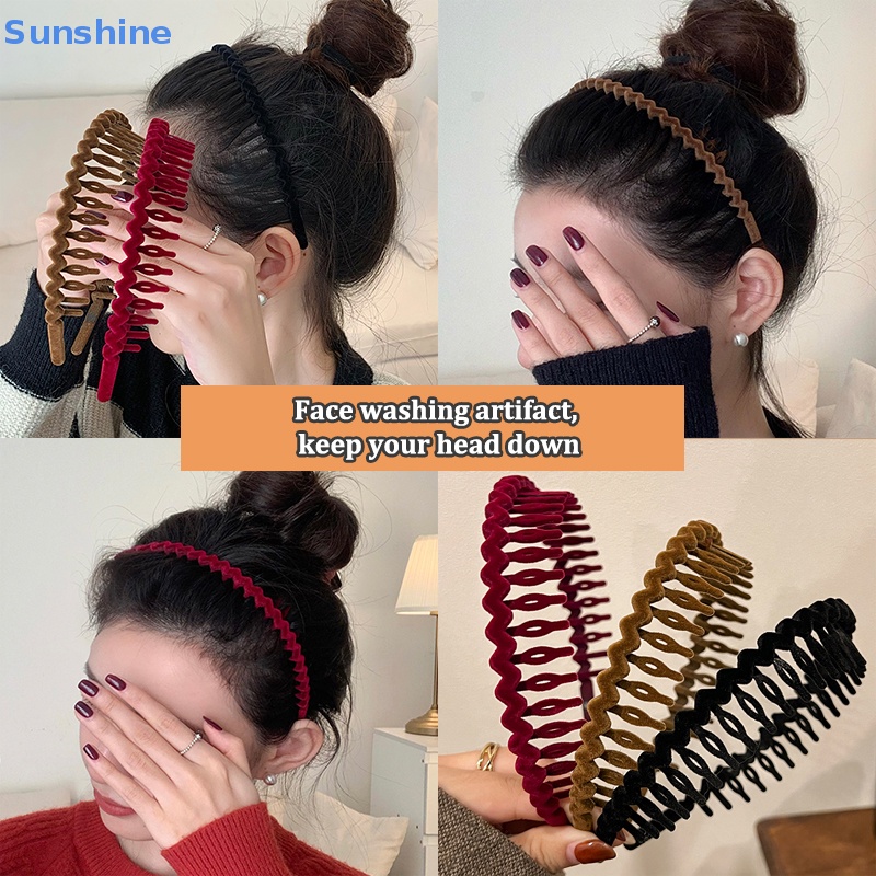 Băng Đô Cài Tóc Có Răng Chống Trượt Màu Trơn Thời Trang Cho Nữ