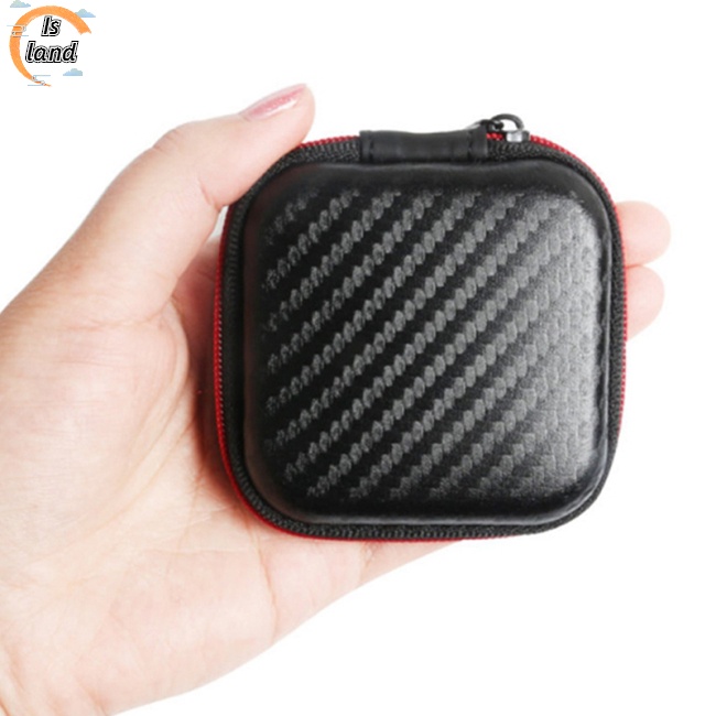 Túi Đựng Tai Nghe Thẻ Nhớ SD TF Hình Vuông Cứng Chống Ẩm Có Khóa Kéo Mini