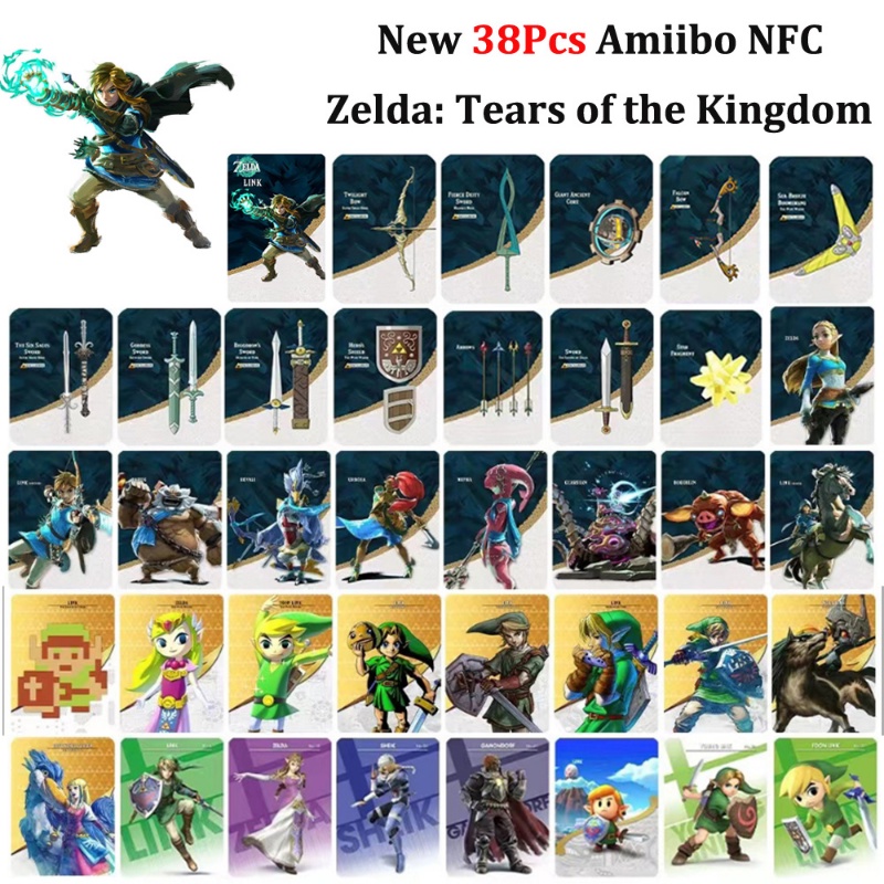 Bộ 38 Thẻ Bài Trò Chơi the Legend of Zelda Tears of the Kingdom Switch Amiibo NFC Linkage