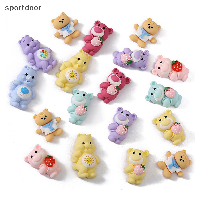 [sportoutdoor] Set 10 Miếng Dán Nam Châm Trang Trí Ốp Điện Thoại / Móc Khóa Hình Gấu Dễ Thương DIY