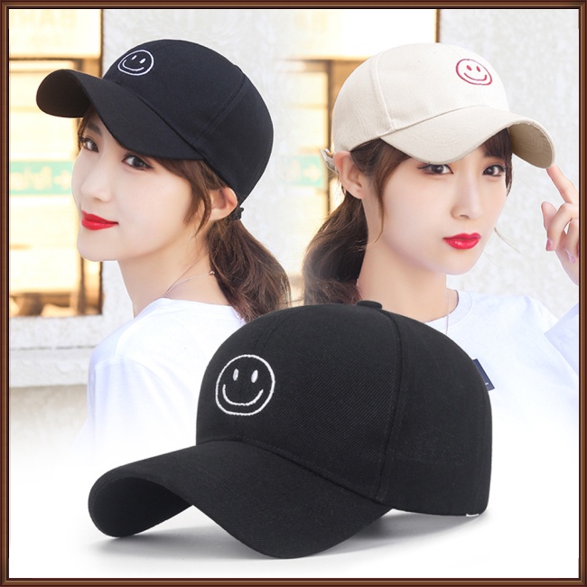 Mũ Lưỡi Trai Bằng Vải Canvas In Hình Mặt Cười Phong Cách Thời Trang Cho Nam Và Nữ