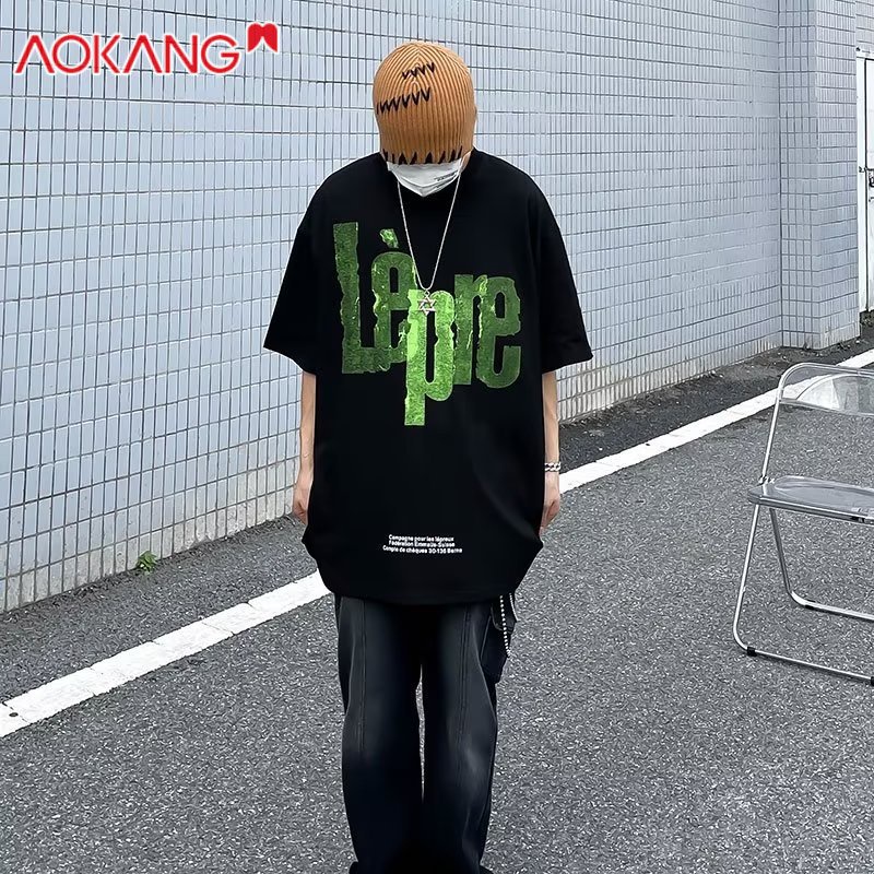 Áo Thun Tay Lỡ Cổ Tròn In Họa Tiết Thời Trang Phong Cách Harajuku Cho Nam