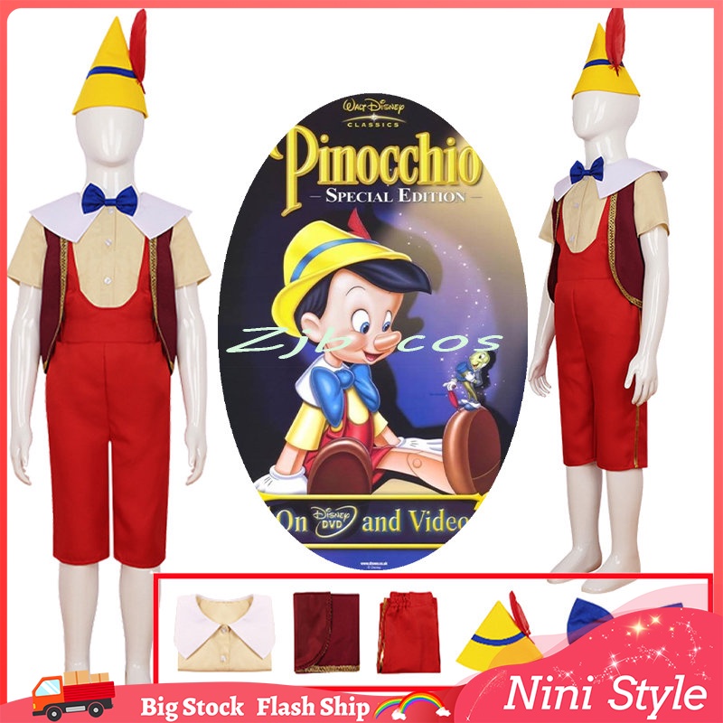 DISNEY Pinocchio Bộ Đồ Hóa Trang halloween Mũi Dài Vui Nhộn Cho Bé Trai