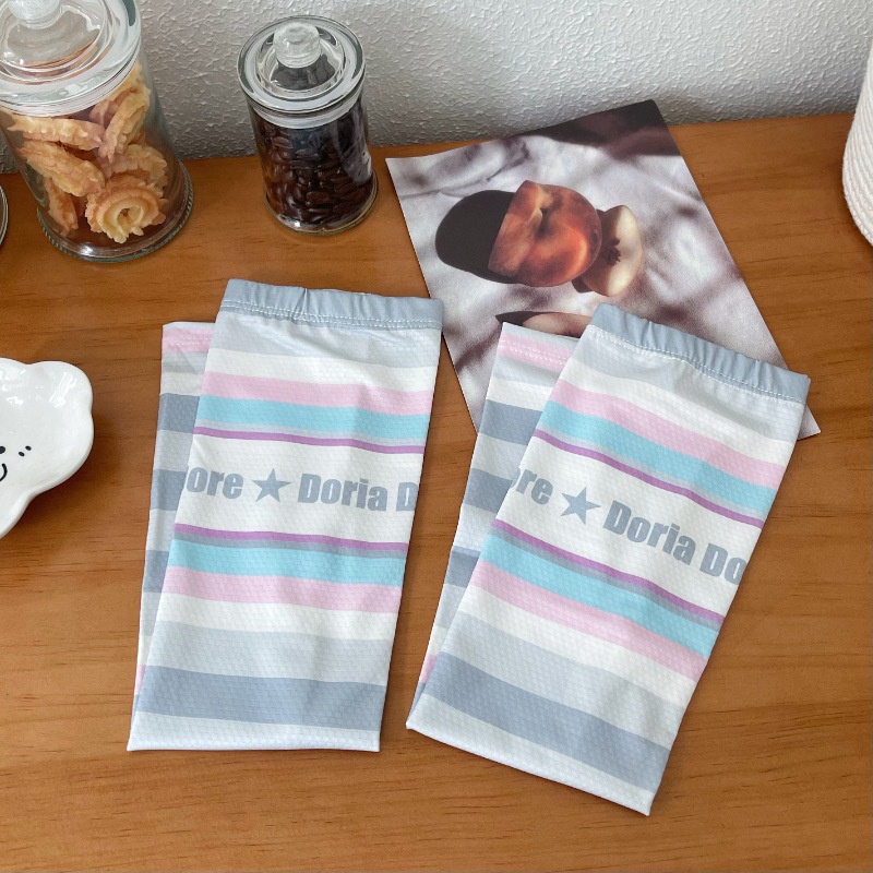 Găng Tay Chống Nắng Bằng Lụa Lạnh Mỏng Dáng Rộng Họa Tiết Kẻ Sọc Chống Tia Cực Tím Thời Trang Mùa Hè Cho