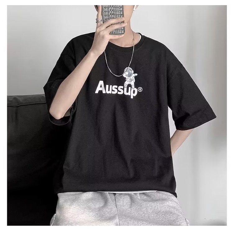 Áo Thun Nam Cổ Tròn In Chữ Phong Cách hip hop Đường Phố Hàn Quốc Cỡ M-5XL