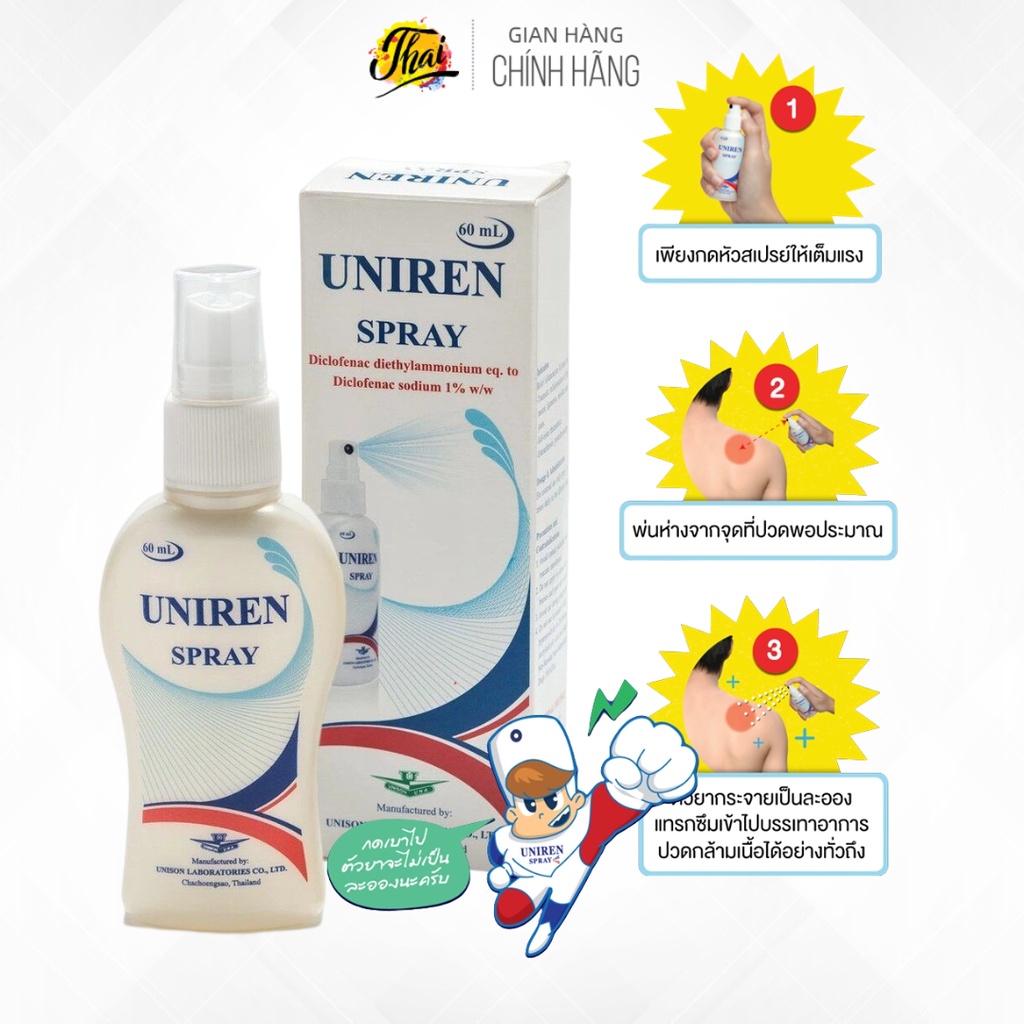 Xịt cho người vận ƌộng tập gym Uniren Spray Thái Lan