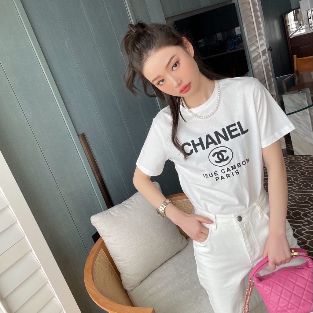 Áo Thun Cotton Tay Ngắn Cổ Tròn In Logo Thời Trang Cho Nam Và Nữ XS-3XL