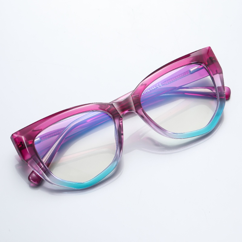 (YUZHU) Kính Mát Thời Trang Phương Tây Gọng Mắt Mèo Dày Màu Gradient Chống Ánh Sáng Xanh Cho Nữ