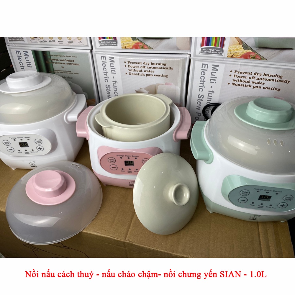 Nồi nấu cháo chậm SIAN 1.0L nồi nấu cháo cho bé ninh xương chưng yến hầm cách thủy đa năng.