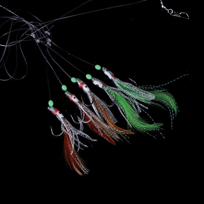 Mồi Câu Cá Giả Hình Bạch Tuộc 5 Trong 1 Dạ Quang Mềm Mại Tiện Dụng