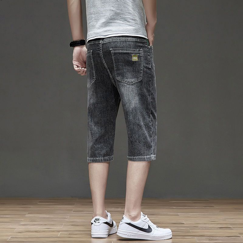 Quần Short Denim Lụa Lạnh Mỏng Dáng Rộng Thêu Họa Tiết 7 Điểm Thời Trang Mùa Hè Cho Nam