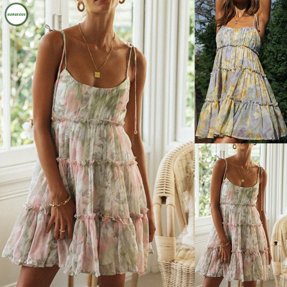 New Coming~Ladies Womens Dress Backless Beach Sundress Holiday Sundress Printed Regular#Home Essentialses