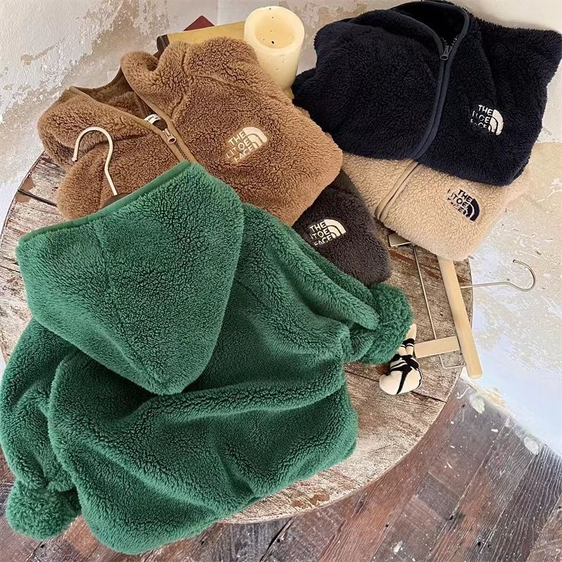 Áo Khoác Len Lông Cừu San Hô Giữ Ấm Phong Cách Phương Tây Thời Trang Thu Đông Cho Bé Trai Và Gái