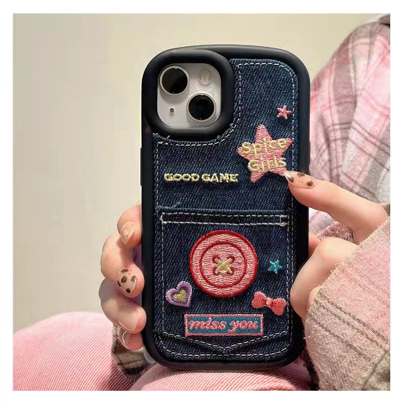 Ốp Điện Thoại Vải denim Có Ngăn Đựng Thẻ Cho iPhone 11 12 12Pro 12promax 13 14 13Pro 13promax 14Pro 14promax 13promax