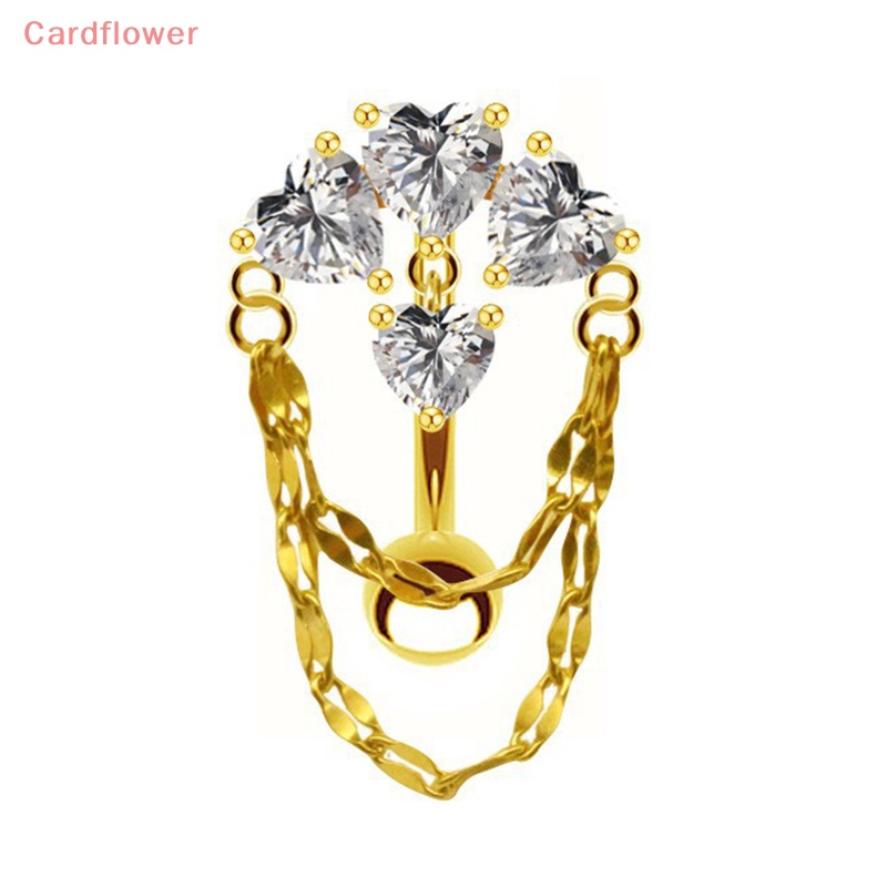 Khuyên Rốn Thép Không Gỉ Hình Trái Tim Đính Đá Zircon Mới