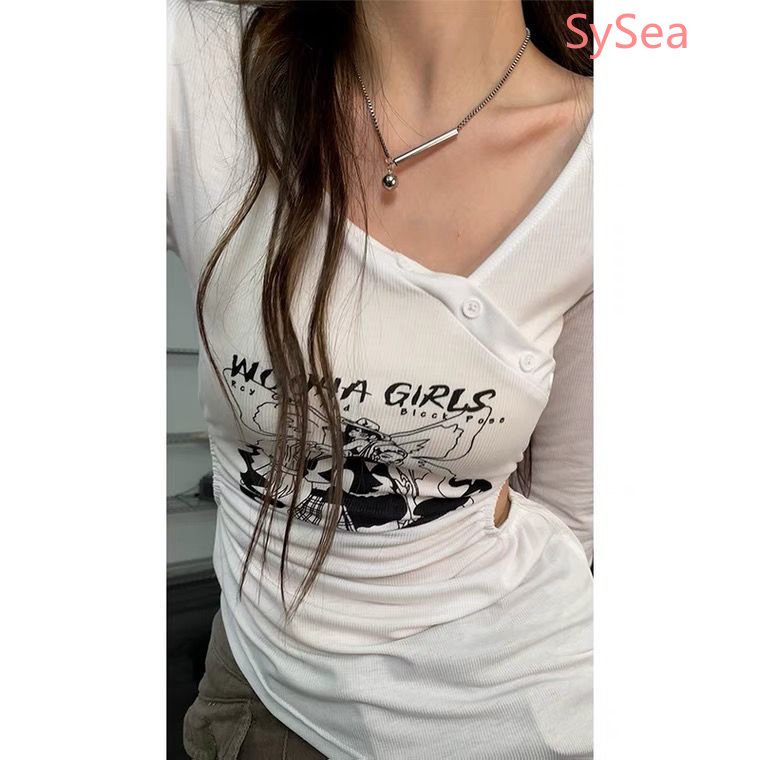 Áo Kiểu Cổ Chữ V Chống Nắng Thiết Kế Không Đồng Đều Thời Trang Dành Cho Nữ