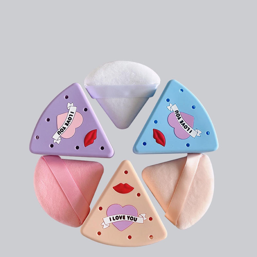 Hộp Đựng Mút Trang Điểm Hình Tam Giác Bằng Silicone Thoáng Khí Chống Bụi