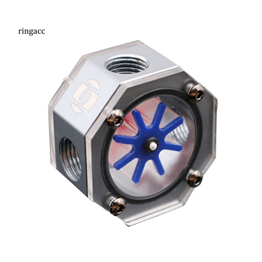 Rga Octagon Máy Làm Mát Nước Làm Mát Bằng Nhôm PC Dạng Lỏng Có Đồng Hồ Đo Lưu Lượng