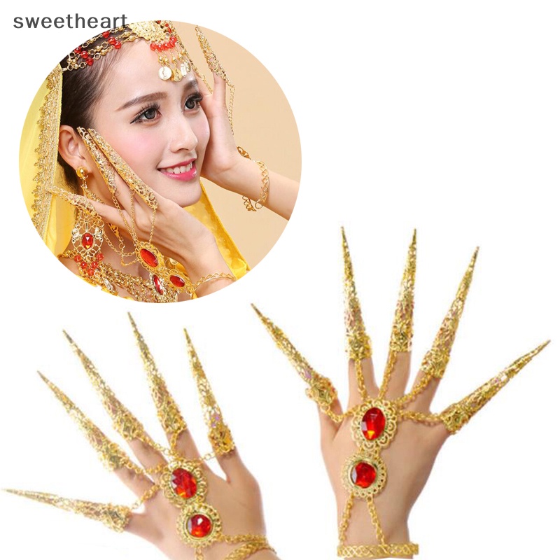 Phụ nữ Múa Dân Gian múa bụng ngón tay trang sức vàng móng tay dài cho điệu nhảy mới