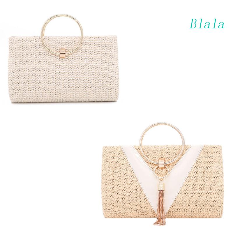 Túi Xách Đeo Chéo Bằng Rơm Phối Tua Rua Thời Trang Dự Tiệc